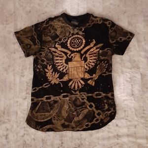 SWITCH black gold eagle chains men's tshirt. Size M.